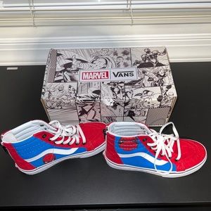 Limited edition Vans x Marvel Spider-Man high top shoes kids size 1